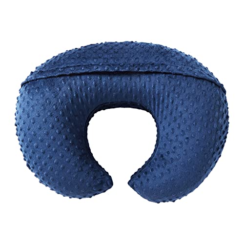 QUENESS Nursing Pillow and Positioner, Breastfeeding, Bottle Feeding, Baby Sitting Support with Removable Ultra Soft Minky Cover, Tummy Time Support for Baby Boys and Girls (Estate Blue) from QUENESS
