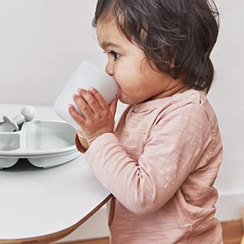 JIFTOK 8 Pcs Baby Led Weaning Food Feeding Set: 2 Pcs Silicone Divided Suction Plates, 2 Pcs Silicone Cups with 2 Spoon and 2 Forks for Babies Kids Toddlers, BPA Free, 1st Self Feeding Utensils by JIFTOK