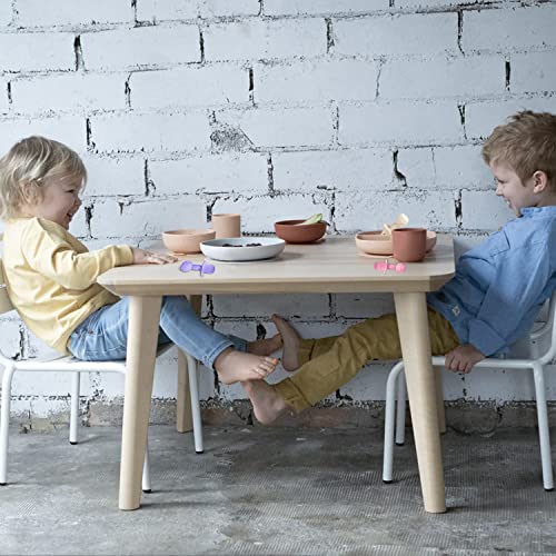 JIFTOK 8 Pcs Baby Led Weaning Food Feeding Set: 2 Pcs Silicone Divided Suction Plates, 2 Pcs Silicone Cups with 2 Spoon and 2 Forks for Babies Kids Toddlers, BPA Free, 1st Self Feeding Utensils by JIFTOK