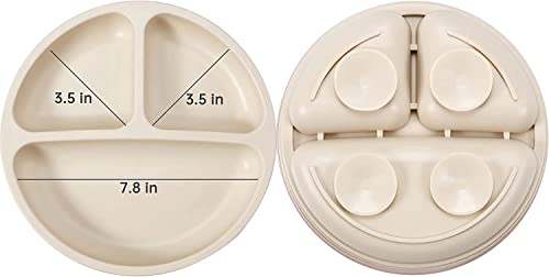 PandaEar Silicone Baby Feeding Set| 2 Divided Suction Plate + 2 Suction Bowl + 2 Tiny Cup with 2 Spoons| Baby Led Weaning Supplies Self Feeding Utensils from PandaEar