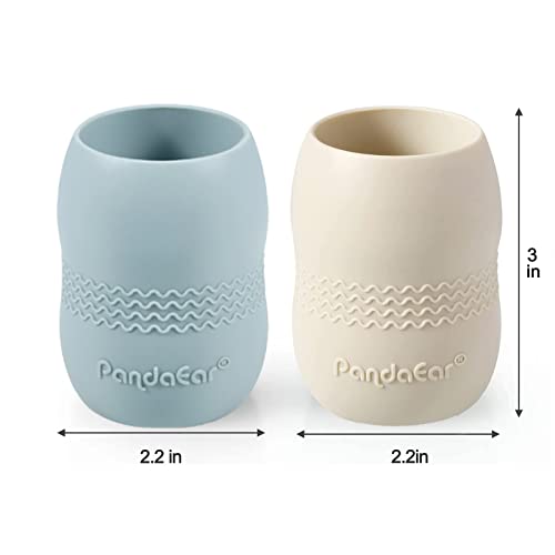 PandaEar Silicone Baby Feeding Set| 2 Divided Suction Plate + 2 Suction Bowl + 2 Tiny Cup with 2 Spoons| Baby Led Weaning Supplies Self Feeding Utensils from PandaEar