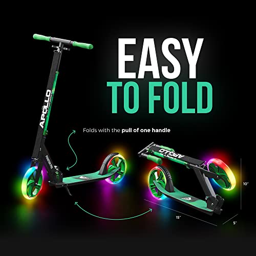 APOLLO LED Scooter - Kick Scooters for Adults, Scooters for Kids 6-10 Years Up - LED Light Up Scooter Wheels - LED Scooter Wheels - Adult Scooter LED Lights for Scooter - Foldable, 20lbs from Apollo