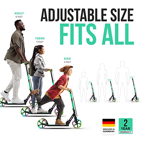 APOLLO LED Scooter - Kick Scooters for Adults, Scooters for Kids 6-10 Years Up - LED Light Up Scooter Wheels - LED Scooter Wheels - Adult Scooter LED Lights for Scooter - Foldable, 20lbs from Apollo