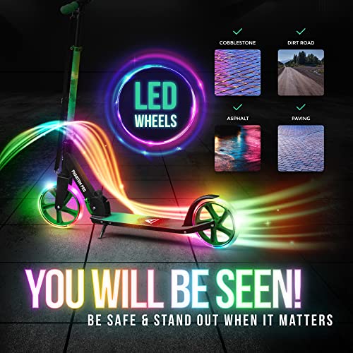 APOLLO LED Scooter - Kick Scooters for Adults, Scooters for Kids 6-10 Years Up - LED Light Up Scooter Wheels - LED Scooter Wheels - Adult Scooter LED Lights for Scooter - Foldable, 20lbs from Apollo