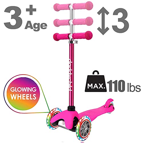 3 Wheel Scooters for Kids, Kick Scooter for Toddlers 2-6 Years Old, Boys and Girls Scooter with Light Up Wheels, Mini Scooter for Children (Pink) by DaddyChild
