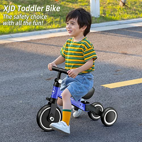 XJD 3 in 1 Kids Tricycles for 10 Month to 3 Years Old Kids Trike Toddler Bike Boys Girls Trikes for Toddler Tricycles Baby Bike Infant Trike with Adjustable Seat Height and Removable Pedal (Blue,1) by XJD