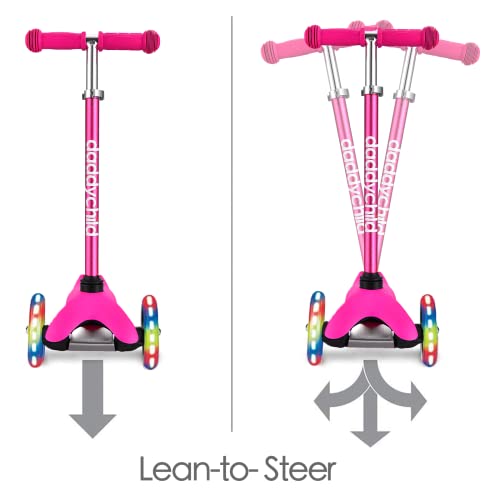 3 Wheel Scooters for Kids, Kick Scooter for Toddlers 2-6 Years Old, Boys and Girls Scooter with Light Up Wheels, Mini Scooter for Children (Pink) by DaddyChild