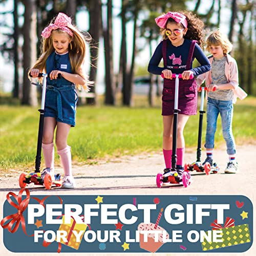 3 Wheel Scooters for Kids, Kick Scooter for Toddlers 2-6 Years Old, Boys and Girls Scooter with Light Up Wheels, Mini Scooter for Children (Pink) by DaddyChild