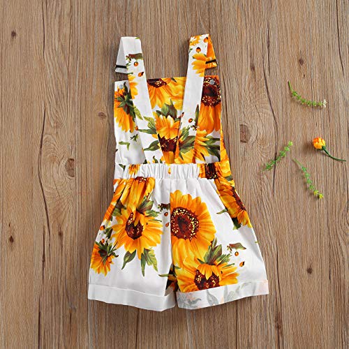 Ayalinggo Toddler Baby Girl Sunflower Print Overalls Shorts with Pocket Suspender Trousers Cute Summer Clothing Outfit (Sunflower Print, 3-4T) by Ayalinggo