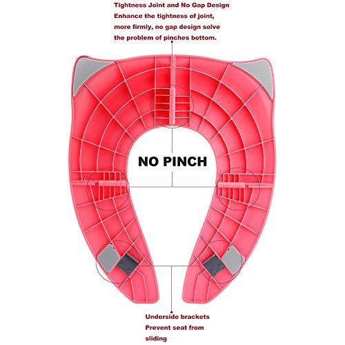 Gimars Non Slip No Falling Travel Folding Portable Potty Training Seat Fits Most Toilets, 6 Large Non-slip Silicone Pad, Home Reusable with Carry Bag for Toddlers Kids Boy Girl, Pink by Gimars