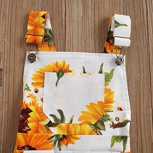 Ayalinggo Toddler Baby Girl Sunflower Print Overalls Shorts with Pocket Suspender Trousers Cute Summer Clothing Outfit (Sunflower Print, 3-4T) by Ayalinggo
