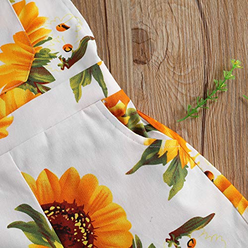 Ayalinggo Toddler Baby Girl Sunflower Print Overalls Shorts with Pocket Suspender Trousers Cute Summer Clothing Outfit (Sunflower Print, 3-4T) by Ayalinggo