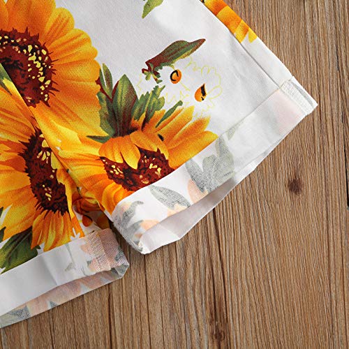 Ayalinggo Toddler Baby Girl Sunflower Print Overalls Shorts with Pocket Suspender Trousers Cute Summer Clothing Outfit (Sunflower Print, 3-4T) by Ayalinggo