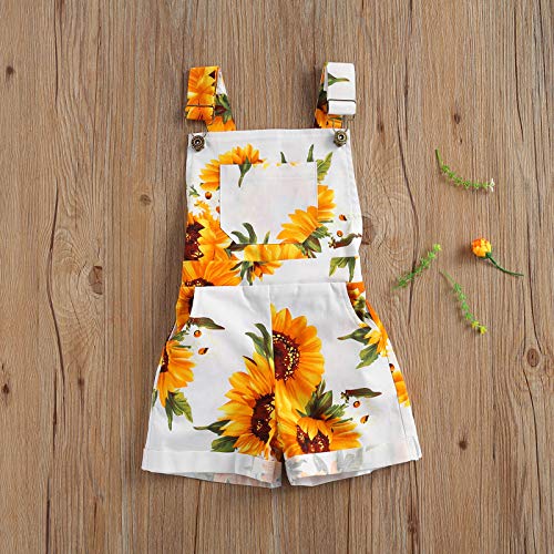 Ayalinggo Toddler Baby Girl Sunflower Print Overalls Shorts with Pocket Suspender Trousers Cute Summer Clothing Outfit (Sunflower Print, 3-4T) by Ayalinggo