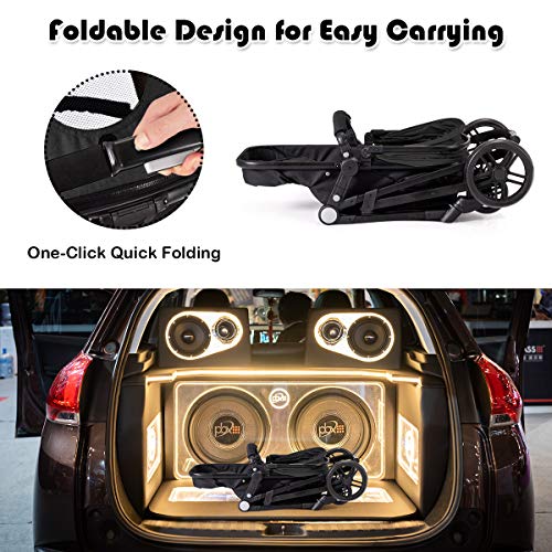 BABY JOY Baby Stroller, 2 in 1 Convertible Carriage Bassinet to Stroller, Pushchair with Foot Cover, Cup Holder, Large Storage Space, Wheels Suspension, 5-Point Harness (Black) by BABY JOY