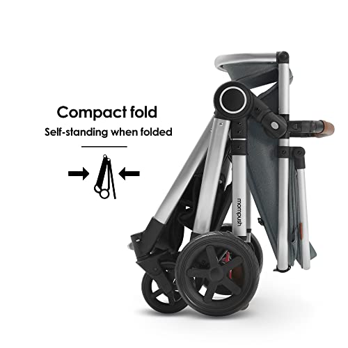 Mompush Full-Size Standard Stroller, One-Step Fold, Full Size Front or Rear Facing Toddler Seat, X-Large Easy-Access Basket, Sleek & Versatile (Silver) from mompush