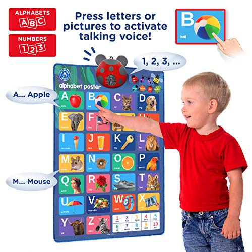 LEARNING BUGS Interactive ABC & 123s Talking Poster & Musical Wall Chart, Best Educational Toy for 2 Year olds and 3 Year olds. Electronic Toddler Toys for Boys & Girls. by Learning Bugs