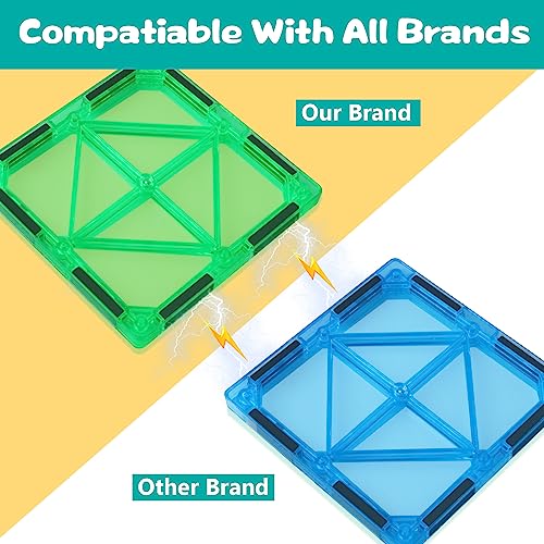 Universal Kids Magnetic Tiles Compatiable with All Brand's Magnetic Building Blocks, Magnet Montessori Toys for 3 4 5 6 7 8 Year Old Boys Girls Toddlers Learning Educational Sensory STEM Toys Gifts from BigShu