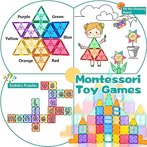 Universal Kids Magnetic Tiles Compatiable with All Brand's Magnetic Building Blocks, Magnet Montessori Toys for 3 4 5 6 7 8 Year Old Boys Girls Toddlers Learning Educational Sensory STEM Toys Gifts from BigShu