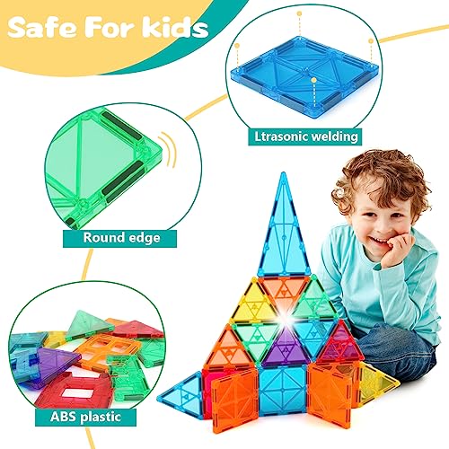 Universal Kids Magnetic Tiles Compatiable with All Brand's Magnetic Building Blocks, Magnet Montessori Toys for 3 4 5 6 7 8 Year Old Boys Girls Toddlers Learning Educational Sensory STEM Toys Gifts from BigShu