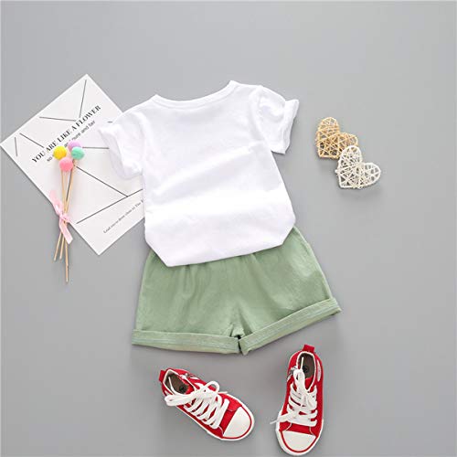 YOUNGER TREE Toddler Baby Girls Clothes Watermelon T-Shirt + Linen Shorts with Belt Cute Summer Short Set (Green, 2-3 T) from 