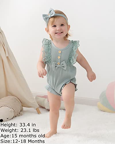SANMIO Baby Girl Romper Clothes Newborn Girls Lace Ruff Jumpsuit for 0-18 Months Girl Outfits Infant Baby Girl Clothe Set by 