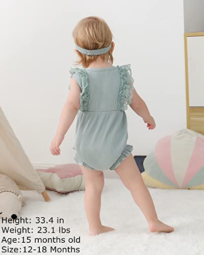 SANMIO Baby Girl Romper Clothes Newborn Girls Lace Ruff Jumpsuit for 0-18 Months Girl Outfits Infant Baby Girl Clothe Set by 