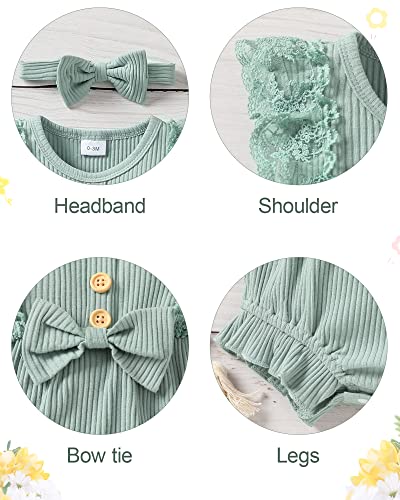 SANMIO Baby Girl Romper Clothes Newborn Girls Lace Ruff Jumpsuit for 0-18 Months Girl Outfits Infant Baby Girl Clothe Set by 