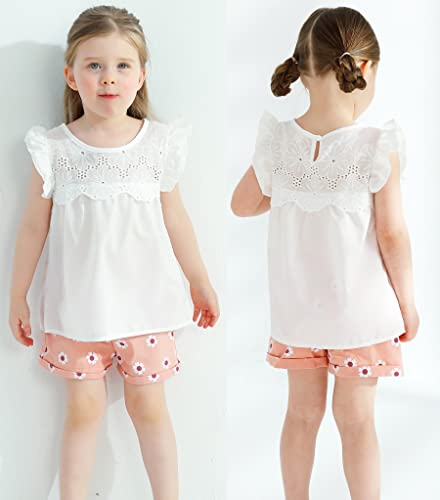 2PCS Set Toddler Kids Baby Girls Outfits Clothes T-Shirt Vest Tops+Shorts Pants(2T, Pink) by 