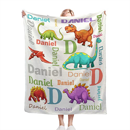 HSSQMH Custom Dinosaur Blanket for Boys Girls Baby Toddler Personalized Dinosaur with Name Newborn Dinosaur Throw Blanket Customized Dinosaur Baby Boys Blanket with Name for Birthday Shower Gift from HSSQMH