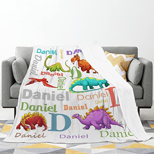 HSSQMH Custom Dinosaur Blanket for Boys Girls Baby Toddler Personalized Dinosaur with Name Newborn Dinosaur Throw Blanket Customized Dinosaur Baby Boys Blanket with Name for Birthday Shower Gift from HSSQMH