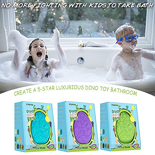 Bath Toys,XXXL Bath Bombs for Kids with Surprise Toys Inside, Dinosaur Egg Bubble Bath Bombs Gift Set,Birthday Christmas Holiday Gift for Girls and Boys by STARYAR