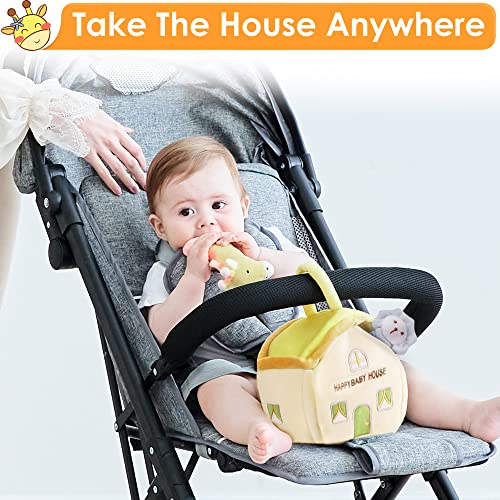 iPlay, iLearn 4 Plush Baby Soft Rattle Toys, Hand Grab Sensory Shaker, Organic Farm Stuffed Animal Set, Infant Easter Basket Girls, Newborn Shower Gift for 2 3 6 9 12 18 Month 1 Year Old Boys Toddlers by iPlay, iLearn