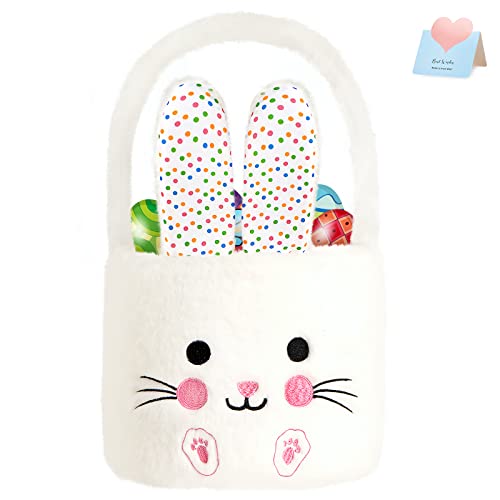 Bstaofy Easter Bunny Basket White Rabbit Egg Hunts Basket Easter Egg Hunting Game Supplies for Toddler Kids Boys Girls Party Decor Gifts by Bstaofy