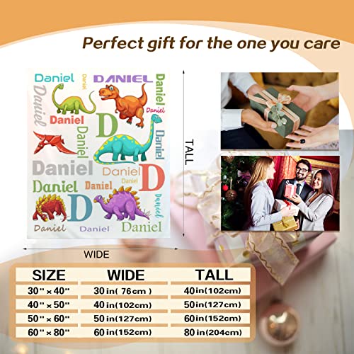 HSSQMH Custom Dinosaur Blanket for Boys Girls Baby Toddler Personalized Dinosaur with Name Newborn Dinosaur Throw Blanket Customized Dinosaur Baby Boys Blanket with Name for Birthday Shower Gift from HSSQMH