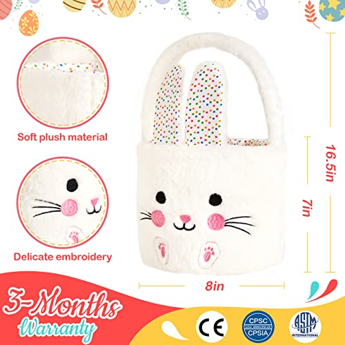 Bstaofy Easter Bunny Basket White Rabbit Egg Hunts Basket Easter Egg Hunting Game Supplies for Toddler Kids Boys Girls Party Decor Gifts by Bstaofy