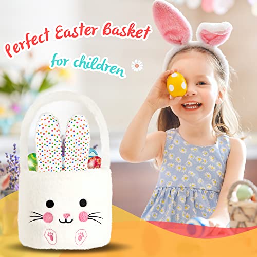 Bstaofy Easter Bunny Basket White Rabbit Egg Hunts Basket Easter Egg Hunting Game Supplies for Toddler Kids Boys Girls Party Decor Gifts by Bstaofy