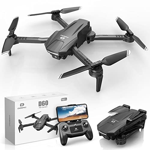 DEERC Drones with Camera for Adults Kids 1080P HD Video, D60 FPV Drone for Beginner with Long Battery Life, Gravity Sensor, Foldable Hobby RC Quadcopters & Multirotors, Toys Gifts for Boys Girls from DEERC