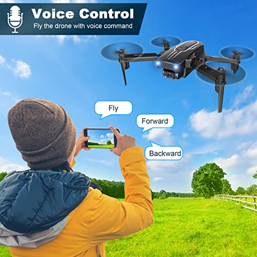Drone with Camera for Adults Kids - 1080P HD FPV Camera Drones with Carrying Case, Foldable Drone Remote Control Toys Gifts RC Quadcopter for Boys Girls with 4 Batteries, Auto Hover, Headless Mode, One Key Start, Speed Adjustment, 3D Flips by 