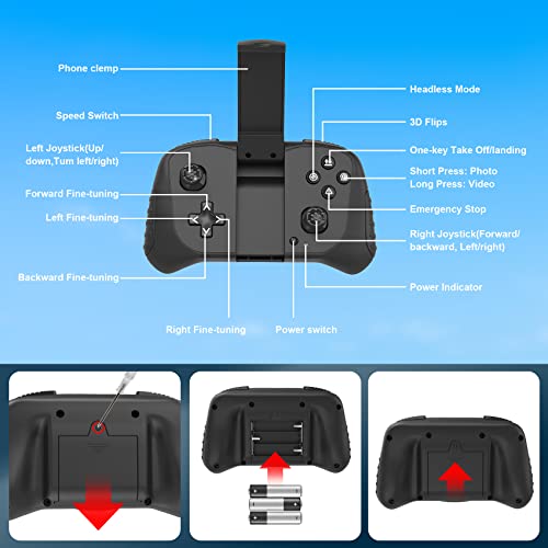 Drone with Camera for Adults Kids - 1080P HD FPV Camera Drones with Carrying Case, Foldable Drone Remote Control Toys Gifts RC Quadcopter for Boys Girls with 4 Batteries, Auto Hover, Headless Mode, One Key Start, Speed Adjustment, 3D Flips by 