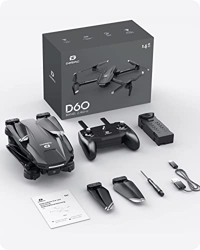 DEERC Drones with Camera for Adults Kids 1080P HD Video, D60 FPV Drone for Beginner with Long Battery Life, Gravity Sensor, Foldable Hobby RC Quadcopters & Multirotors, Toys Gifts for Boys Girls from DEERC