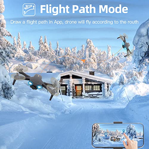 Drone with Camera for Adults, Patikuin S300 HD 1080P FPV Drones with Carrying Case, Foldable RC Quadcopter Drone for Beginners w/ 5GHz FPV Transmission, One key Return/Emergency Stop, Trajectory Flight, Drones for Adults with 2 Batteries for 24 Mins Fligh