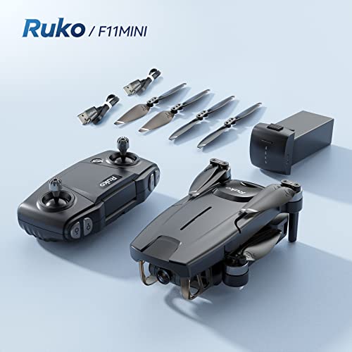 Ruko F11 MINI Drones with Camera, GPS 4K Camera for Adults, Less Than 0.55lbs Mini Drone Foldable 60 Min Flight Time FPV Quadcopter Brushless Motor UAV for Beginners 5Ghz WiFi Live Video Transmission Optical Flow RTH Follow Me from Ruko