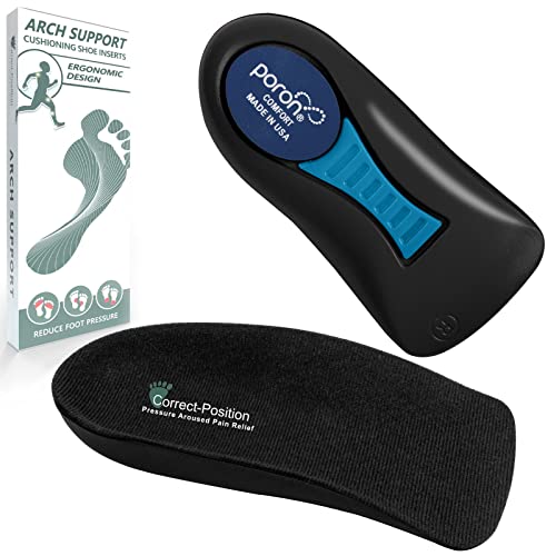 Plantar Fasciitis Relief Arch Support Shoe Inserts for Women and Men, Heel Cup for Heel Pain Relief, Achilles Tendonitis Relief and Max Anti-Shock, Heel Pads for Heel Spur Relief and Heel Lift by Correct-Position