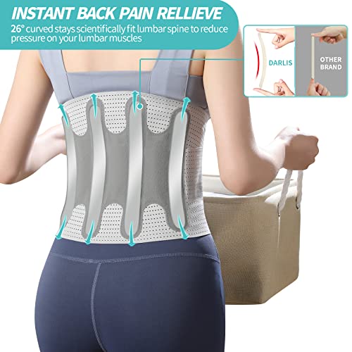 DARLIS Back Brace for Women Men Lower Back Pain Relief, Fashion Close-fitting Breathable Mesh Back Support Belt for Daily Chores, Lumbar Support Belt for Scoliosis, Herniated Disc XL(36"- 40") from DARLIS Direct
