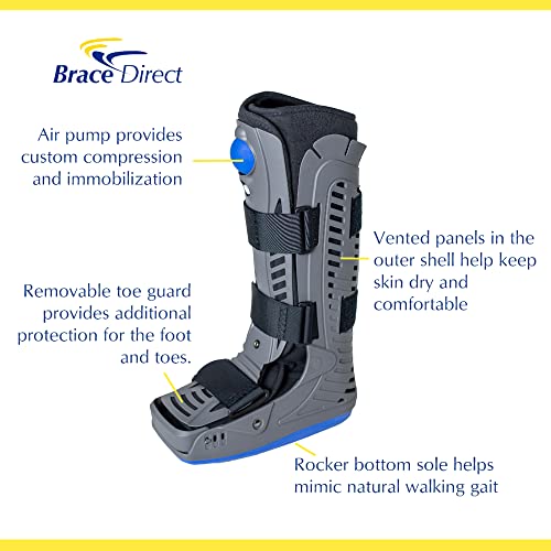 Lightweight Medical Full Shell Walking Boot with Air Pump- Tall- Orthopedic Cam Boot for Foot Pain Recovery, Sprained Ankle, Stress Fracture, Broken Foot, Achilles Tendonitis by Brace Direct by Brace Direct