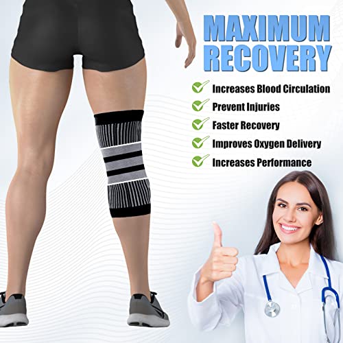 Knee Braces for Knee Pain, YOGINGO Knee Compression Sleeve with Patella Gel Pad & Side Stabilizers, Professional Knee Brace, Medical Knee Sleeve for Workout, Arthritis, Joint Recovery (M Single) by YOGINGO
