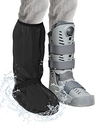 2 Pcs Walking Boot Cover for Brace Orthopedic Walker Boot Foot Cast Cover Recovery Shoes Covers for Ankle Fracture Rain Winter Boot Covers Waterproof Tall Boot Protector Reusable Accessory (M) from Janmercy