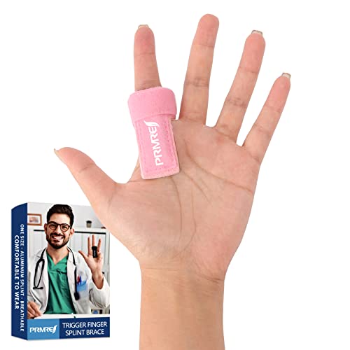 Trigger Finger Splint, Finger Splints Protectors for Broken Fingers, Adjustable thumb brace Fits Curved Bent Mallet Locking Finger, Dislocation, Straightener, Pain Relief Left Or Right Hand (Pink) from PRMRES