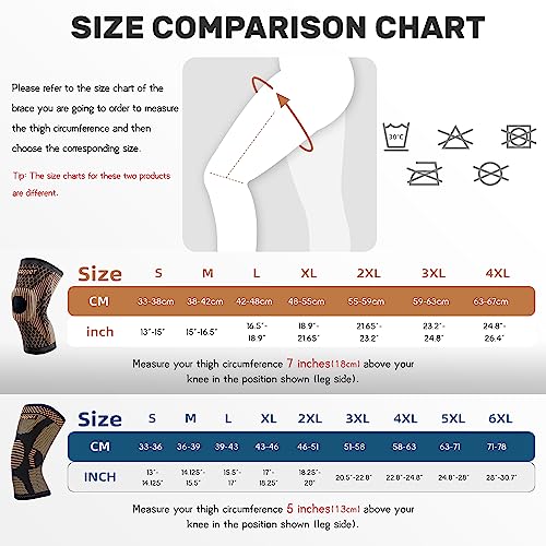 Copper Knee Brace for Arthritis Pain and Support-Copper Knee Sleeve Compression for Sports, Workout, Knee Pain Relief-Single (5X-Large) from 